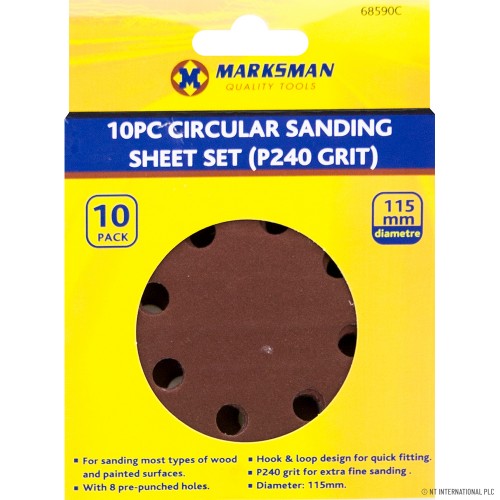 10pc Circular Sanding Sheet Set (240 grit)