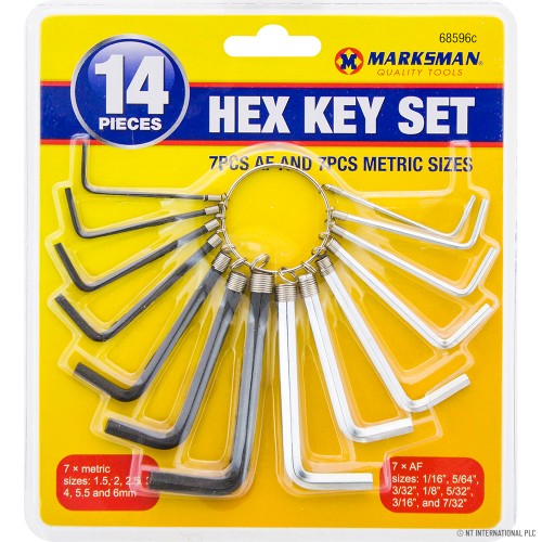 14pc Hex Keys - 7pc AF & 7pc Metric