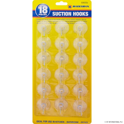 18pc Large Suction Hooks - Clear