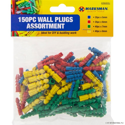 150pc Wall Plugs Assorted - 5 to 8mm