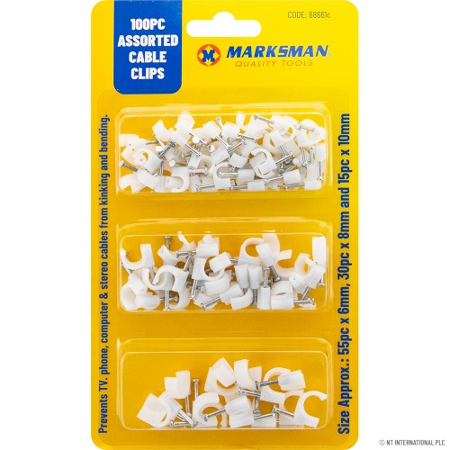 100pc Assorted Cable Clips