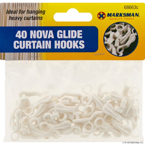40pc Nova Glide Curtain Hooks - White