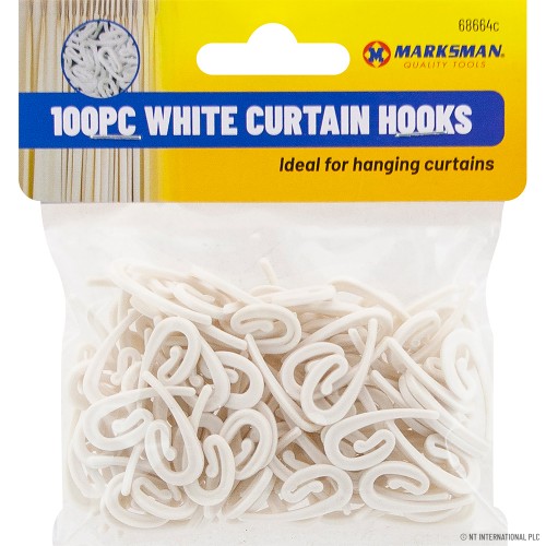 100pc Curtain Hooks - White