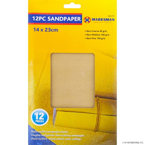 12pc Sandpaper Set - 14 x 23cm