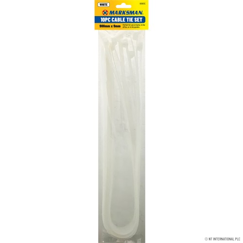 10pc Cable Tie Set White 900x9mm