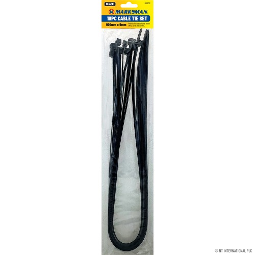 10pc Cable Tie Set Black 900x9mm