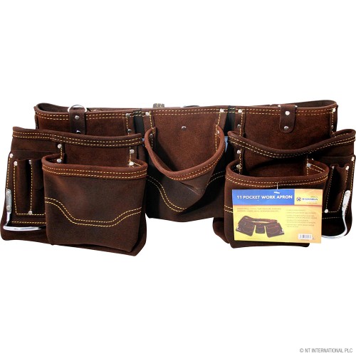 11 Pocket Tool Belt Split Leather - Brown