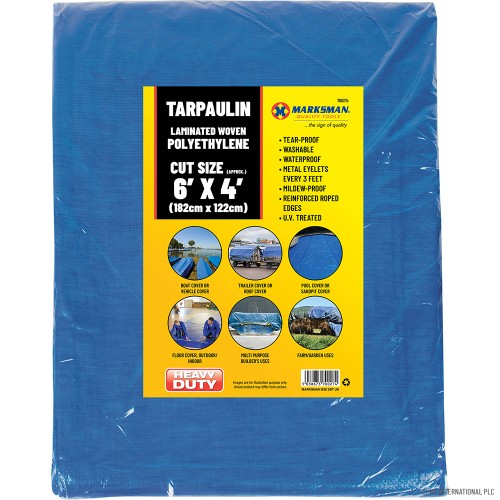 6' x 4' Blue Tarpaulins - 1.8m x 1.2m