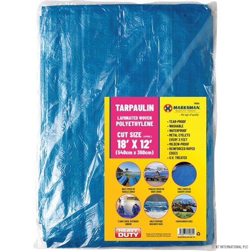 18' x 12' Blue Tarpaulins - 5.4m x 3.6m