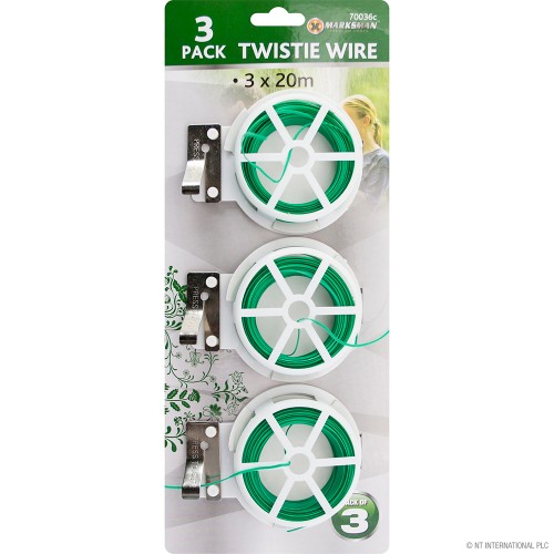 3pc Garden Twistie Wire - 3 x 20m
