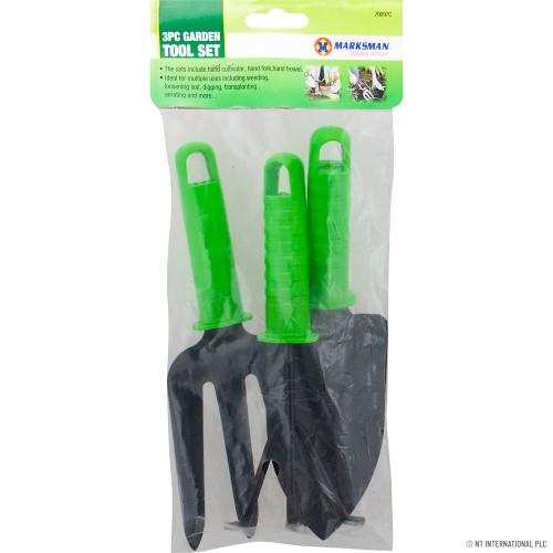 3pc Garden Tool Set - Green Plastic Handle