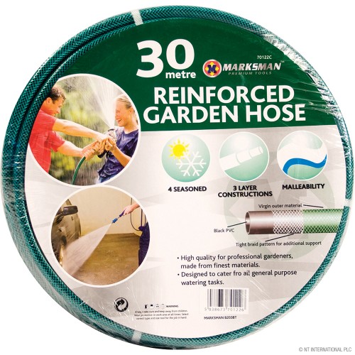 30m PVC Garden Hose Pipe - Green 1/2