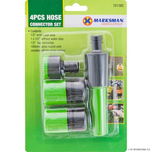 4pc Hose Connector Set - Hose Pipe Fittings