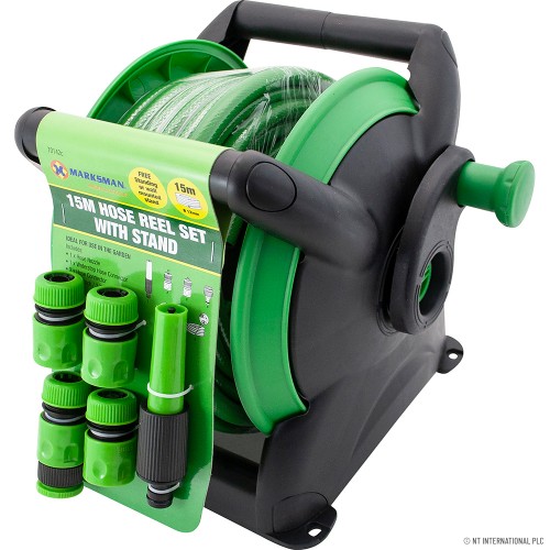 15m Compact Hose Reel With Stand + Fittings