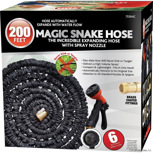 200ft Magic Garden Hose Pipe - Black