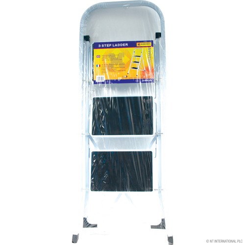 3 Step Ladder - Black Non-Slip Rubber