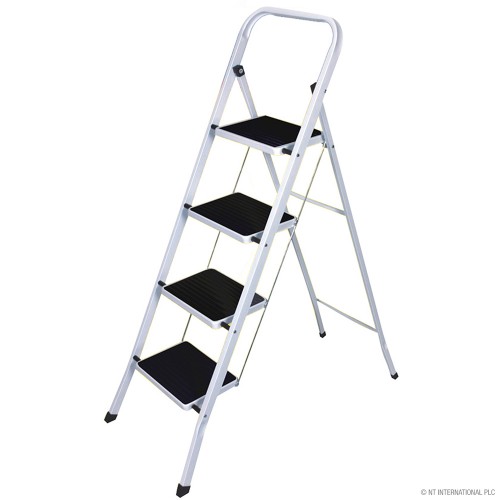4 Step Ladder - Black Non-Slip Rubber