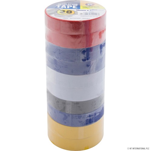 10pk PVC Insulation Tape 19mm x 20m Asst
