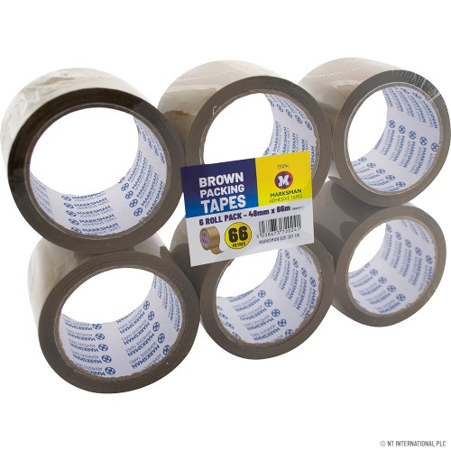 6 Roll Brown Packing Tape 48mm x 66m