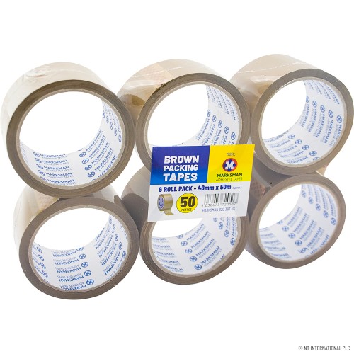 6 Roll Brown Packing Tape 48mm x 50m