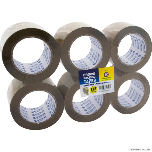 6 Roll Brown Packing Tape 48mm x 132m