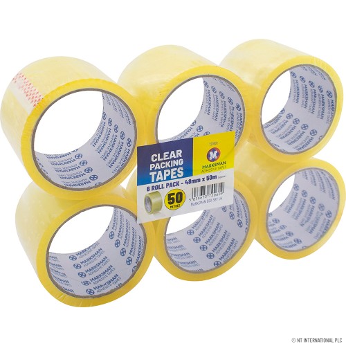 6 Roll Clear Packing Tape 48mm x 50m