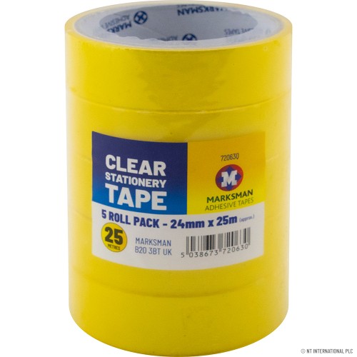 5 Rolls Clear Packing Tape  24mm x 25m