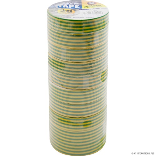 10pc PVC Insulation Tape 19mm x 20m - Yellow/