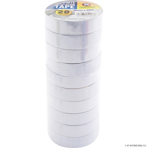 10pc PVC Insulation Tape 19mm x 20m - White