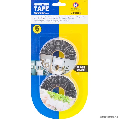 2pc Mounting Tape 5m x 18mm - Black