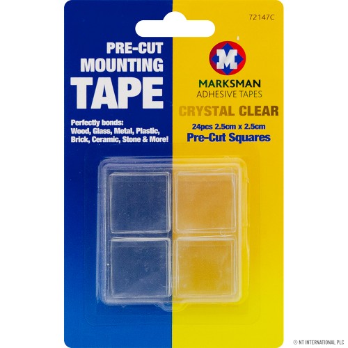 24pc Pre-Cut Clear Mounting Tape Pads 2.5 x 2