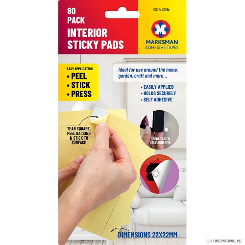 80pk Interior Sticky Pads 22 x 22mm