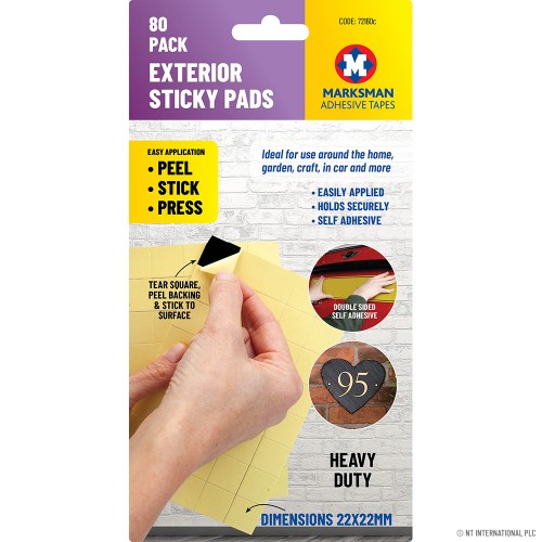 80pk Exterior Sticky Pads 22 x 22mm