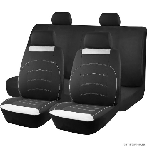 8Pcs Seat Cover Black / Grey