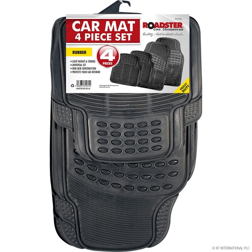 4pc Rubber Car Mats - Black