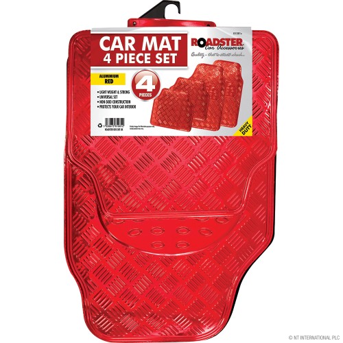 4pc Aluminium Car Mat - Red