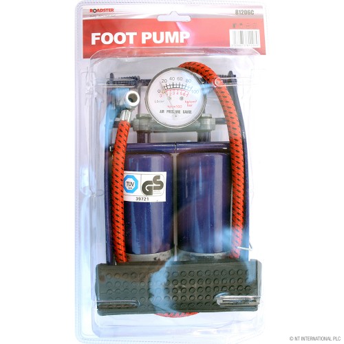 Double Foot Pump with Gauge - Double Blister