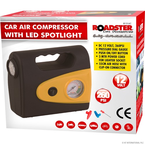 12v Car Air Compressor - LED Spot Light