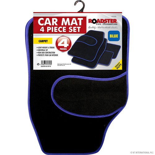 4pc Car Mat Set Carpet - Blue