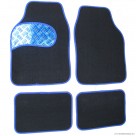 4pc Car Mat Set - Aluminium Patch - Blue