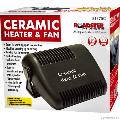Ceramic Vehicle Heater & Fan 12v 120w