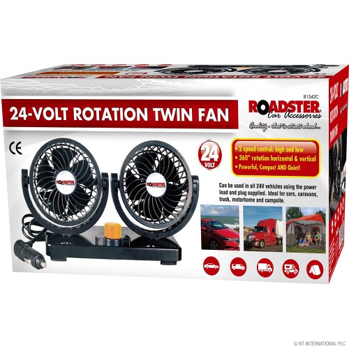 24v Twin Rotation Car Fan - Boxed
