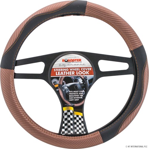 Steering Wheel Cover - Leather Look Gold