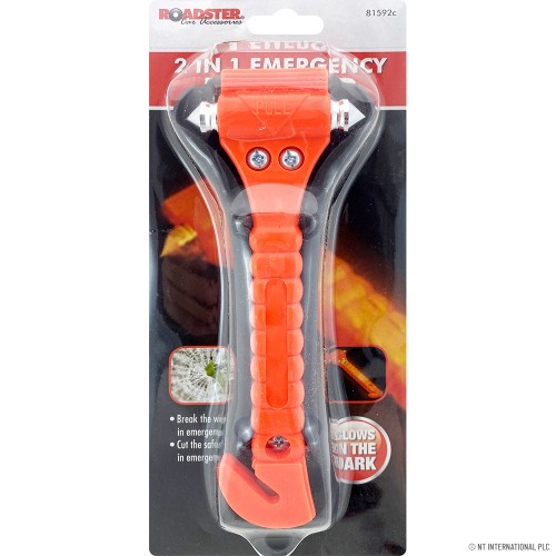 2 in 1 Car Emergency Hammer - Orange