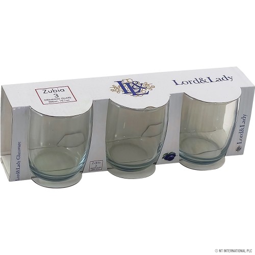 3pc Glass Tumbler Zubia 300ml - LS002-3