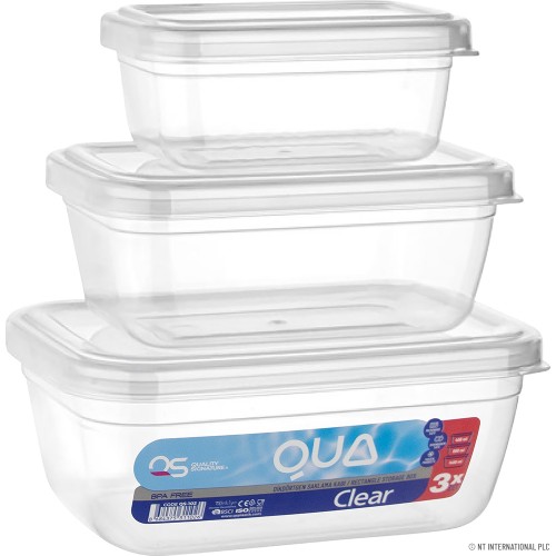 3pcs Qua Clear Rectangle Storage Box (400-800