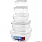 QUA CLEAR SQUARE 5 PCS STORAGE BOX SET (500-9