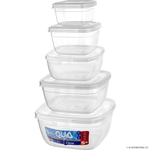 QUA CLEAR SQUARE 5 PCS STORAGE BOX SET (500-9