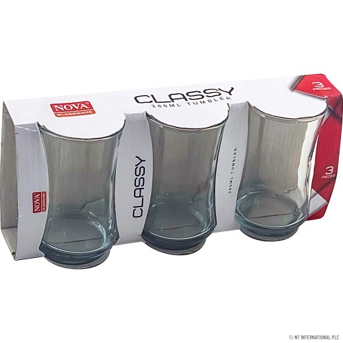3pc Glass Tumbler - Classy 280ml