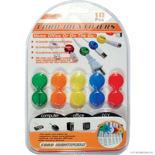 10pc Cord Identifiers Assorted Colours